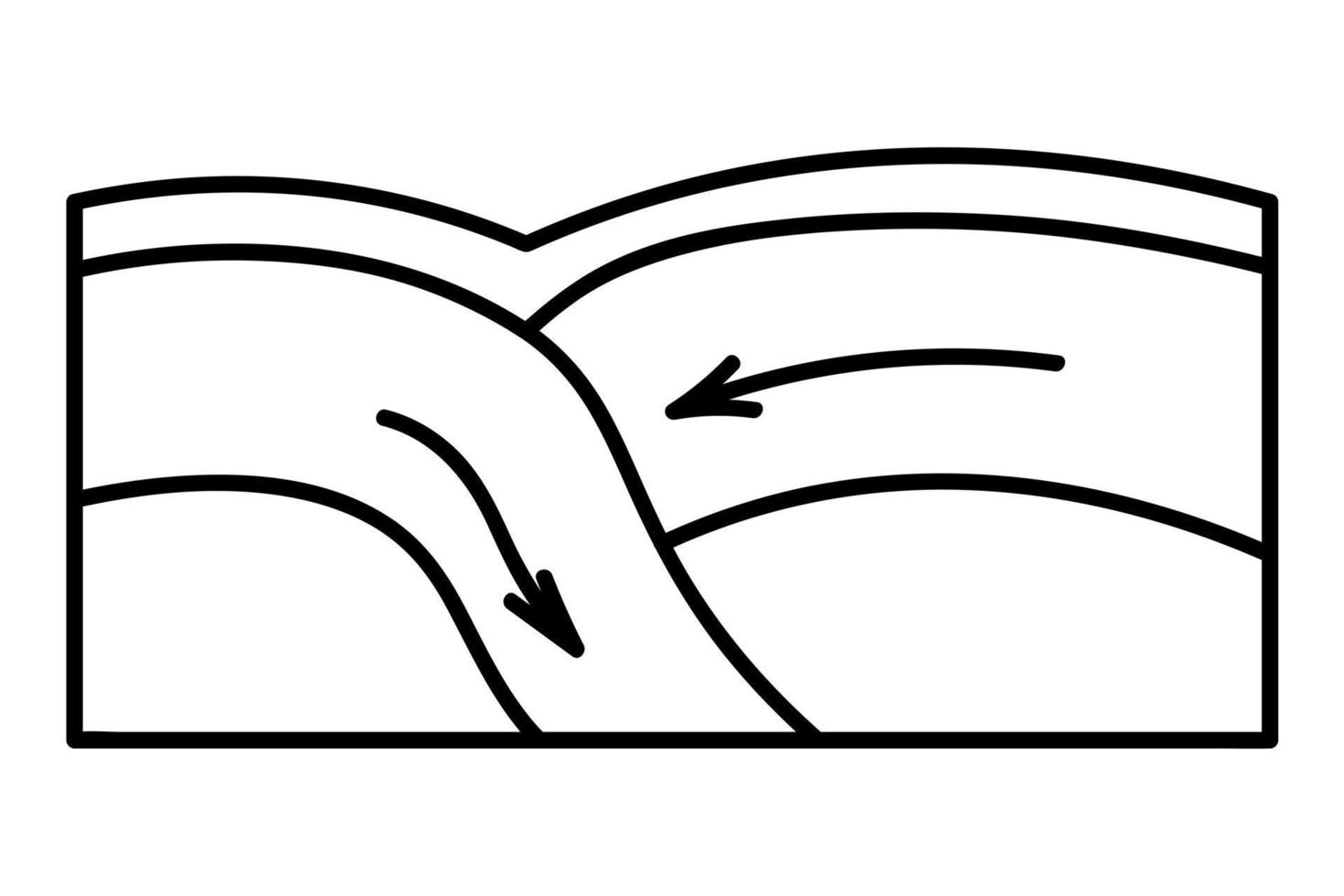 Movement of lithospheric plates.The arrows show the displacement of rocks. Earthquake sketch. vector