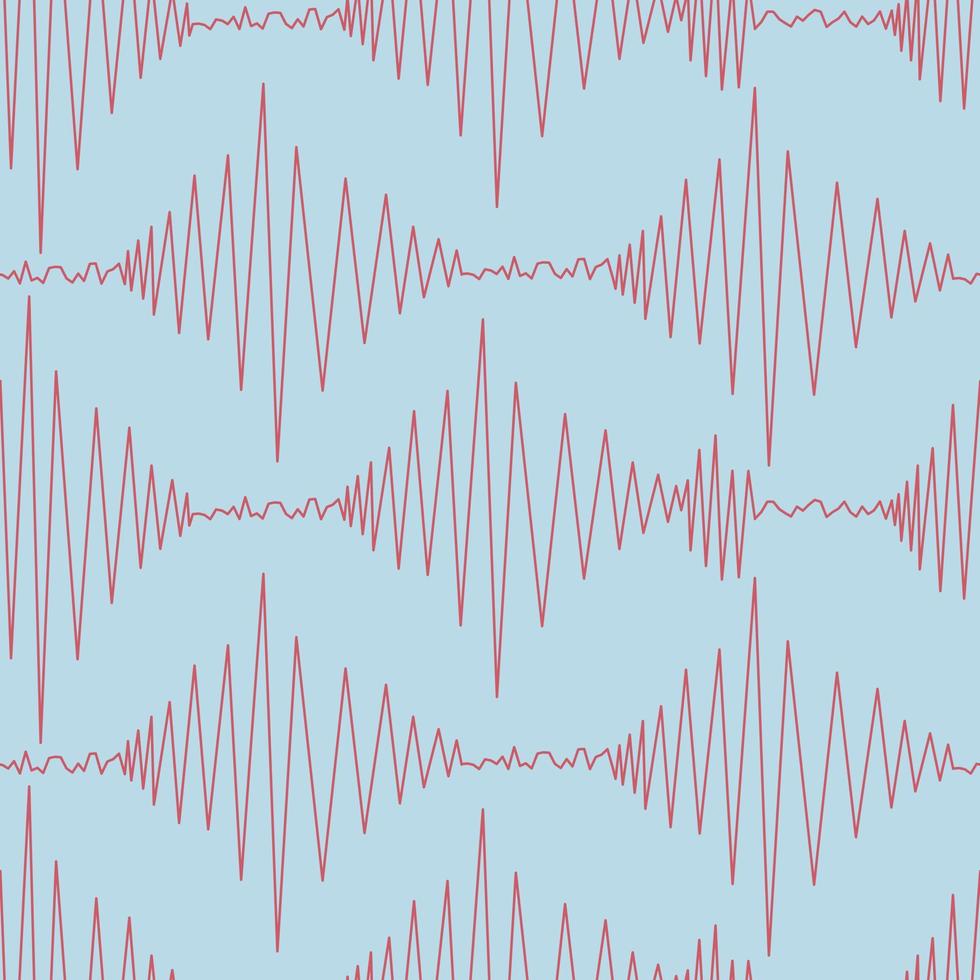 Seismogram. Recording earthquake shock activity.  Seamless pattern on a blue background. vector