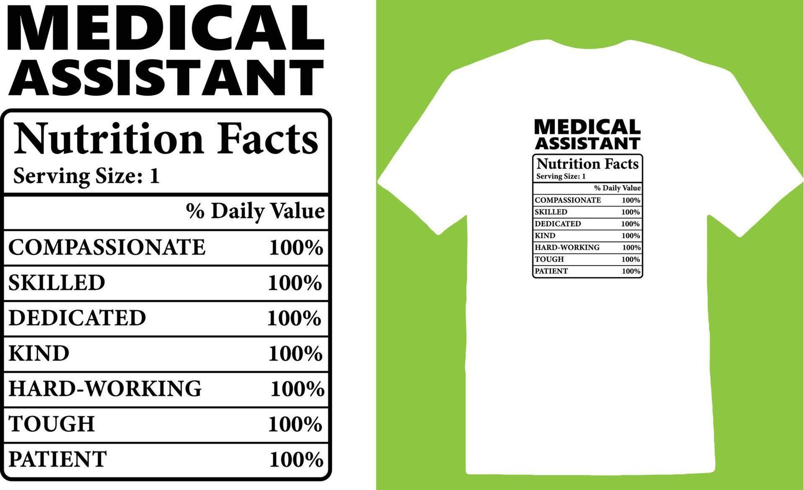 Medical Assistant Nutrition Facts T-shirt vector