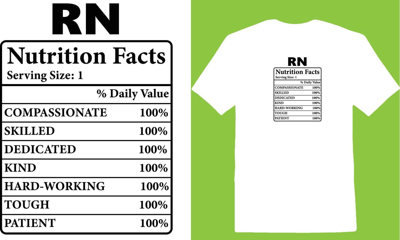 rn nutrición hechos camiseta vector