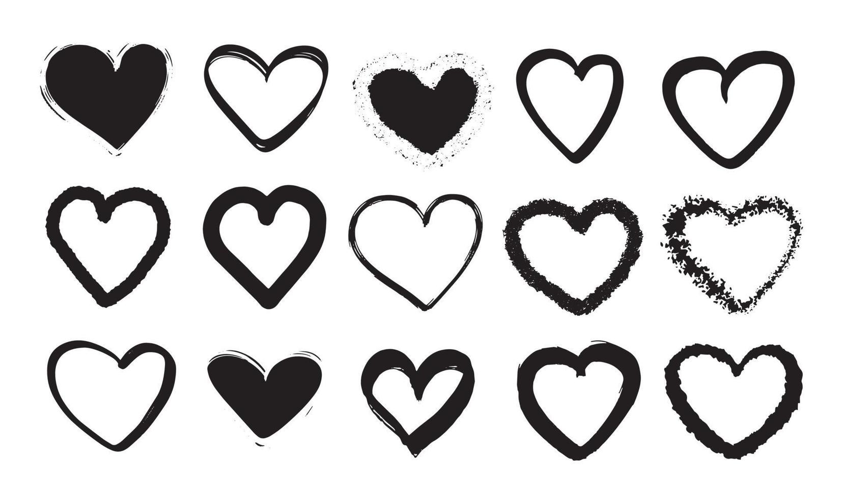 Vector collection of textures, brushes, graphic hearts Various design elements Modernist art