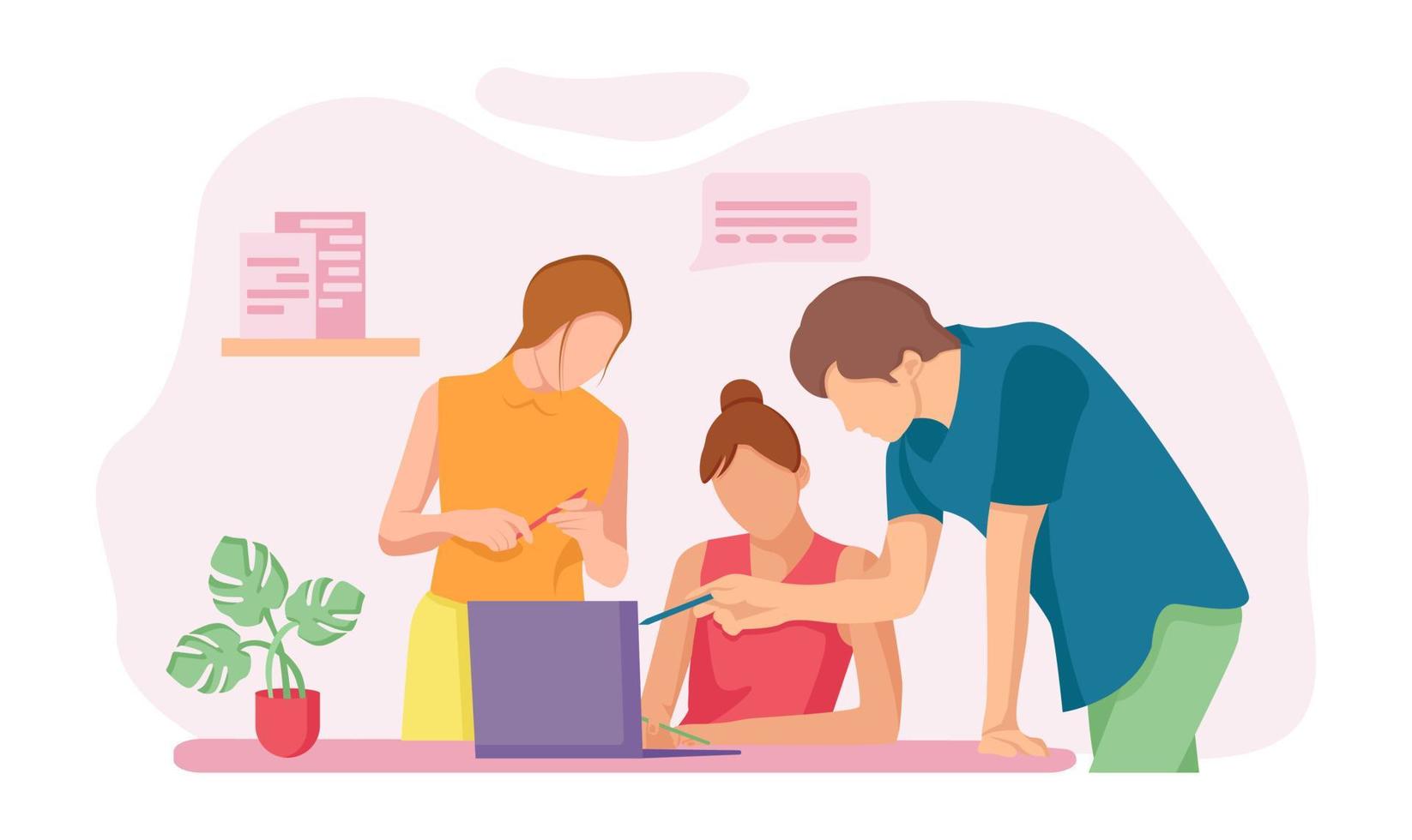 People  working in the office. Bright illustration of working people on white background vector