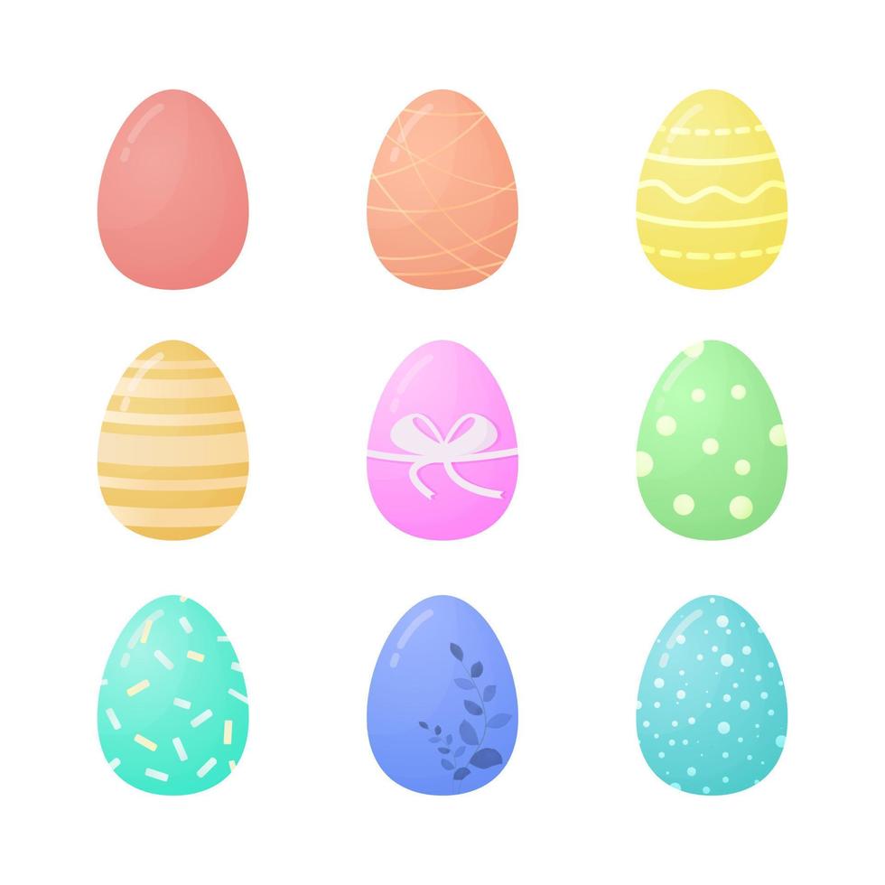 Set of cute colorful Easter eggs on white background vector