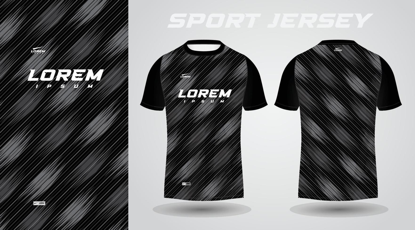 black soccer jersey or football jersey template design for sportswear. Football t-shirt mockup vector