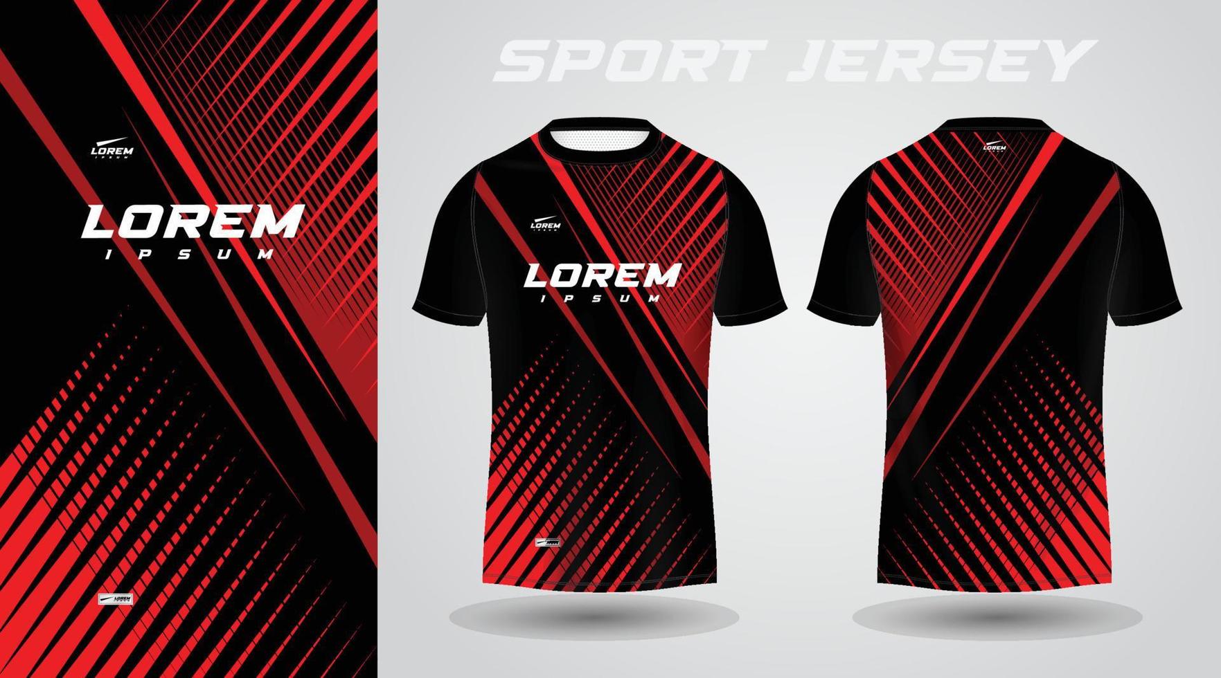 black red soccer football sport jersey template design for sportswear. Football t-shirt mockup. vector