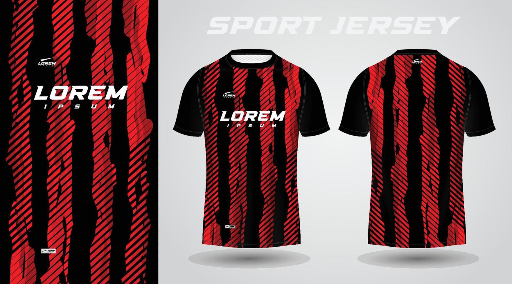 black red soccer football sport jersey template design for sportswear. Football t-shirt mockup. vector