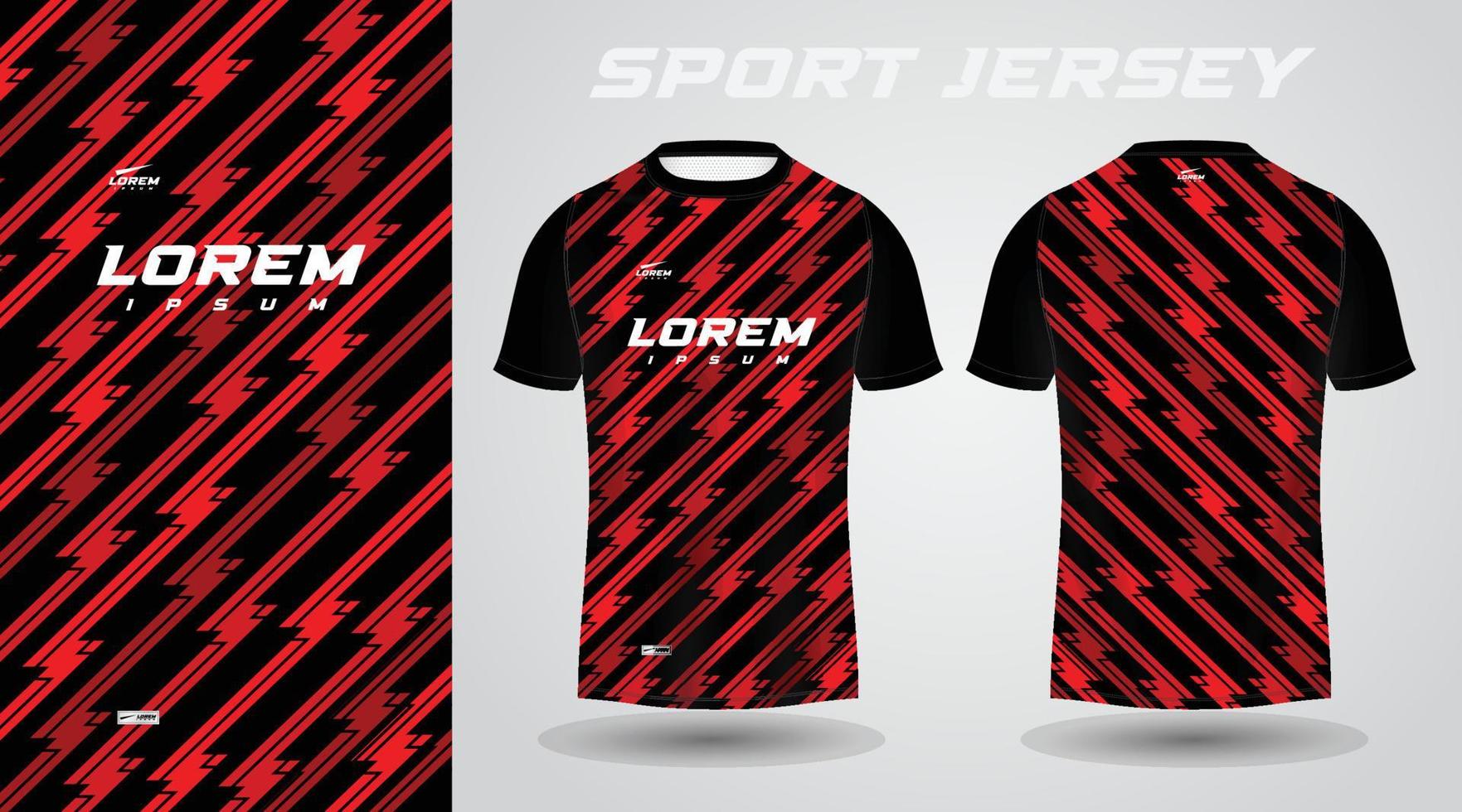 black red soccer football sport jersey template design for sportswear. Football t-shirt mockup. vector