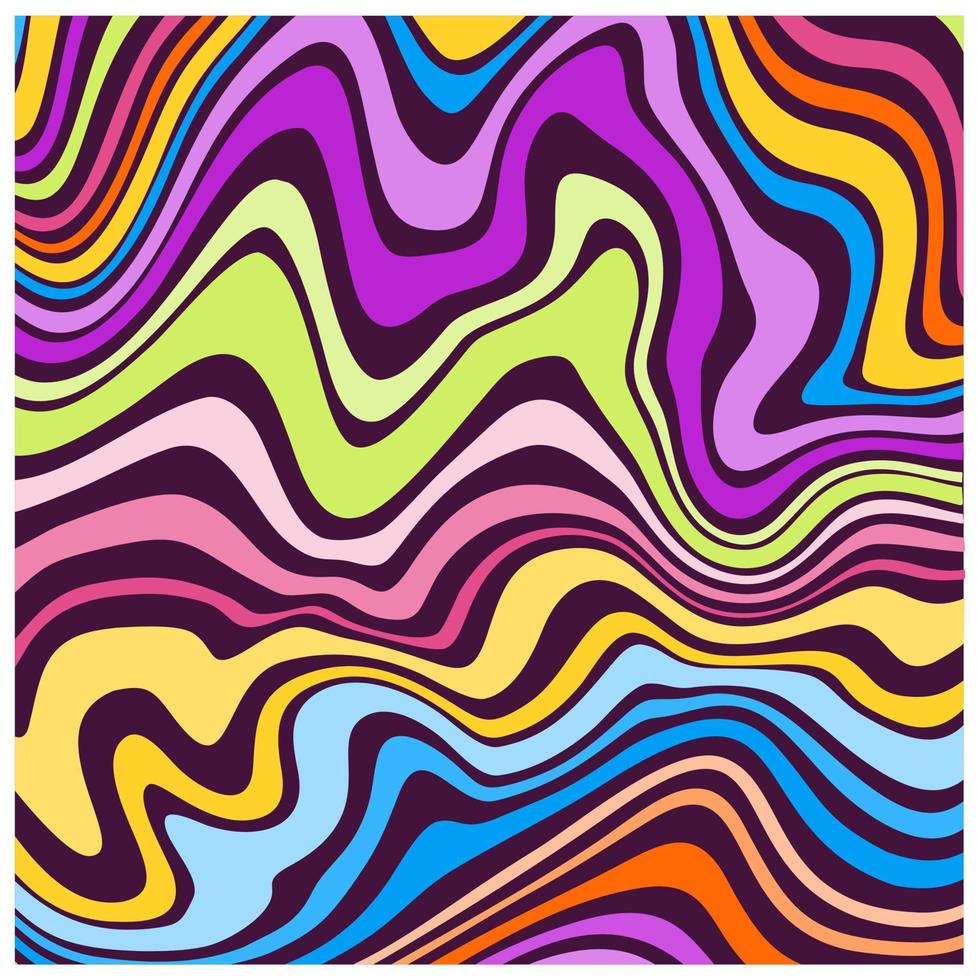 Retro swirl background vector. An abstract colorful psychedelic wavy background vector