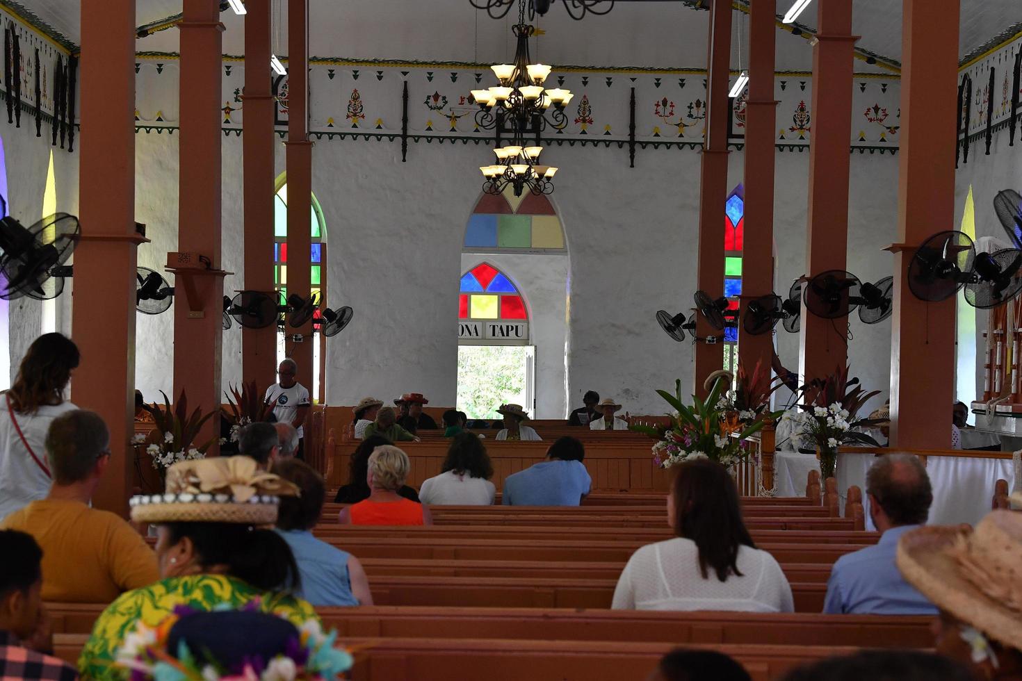 AITUTAKI, COOK ISLAND - AUGUST, 27 2017 - Local people at the mass photo