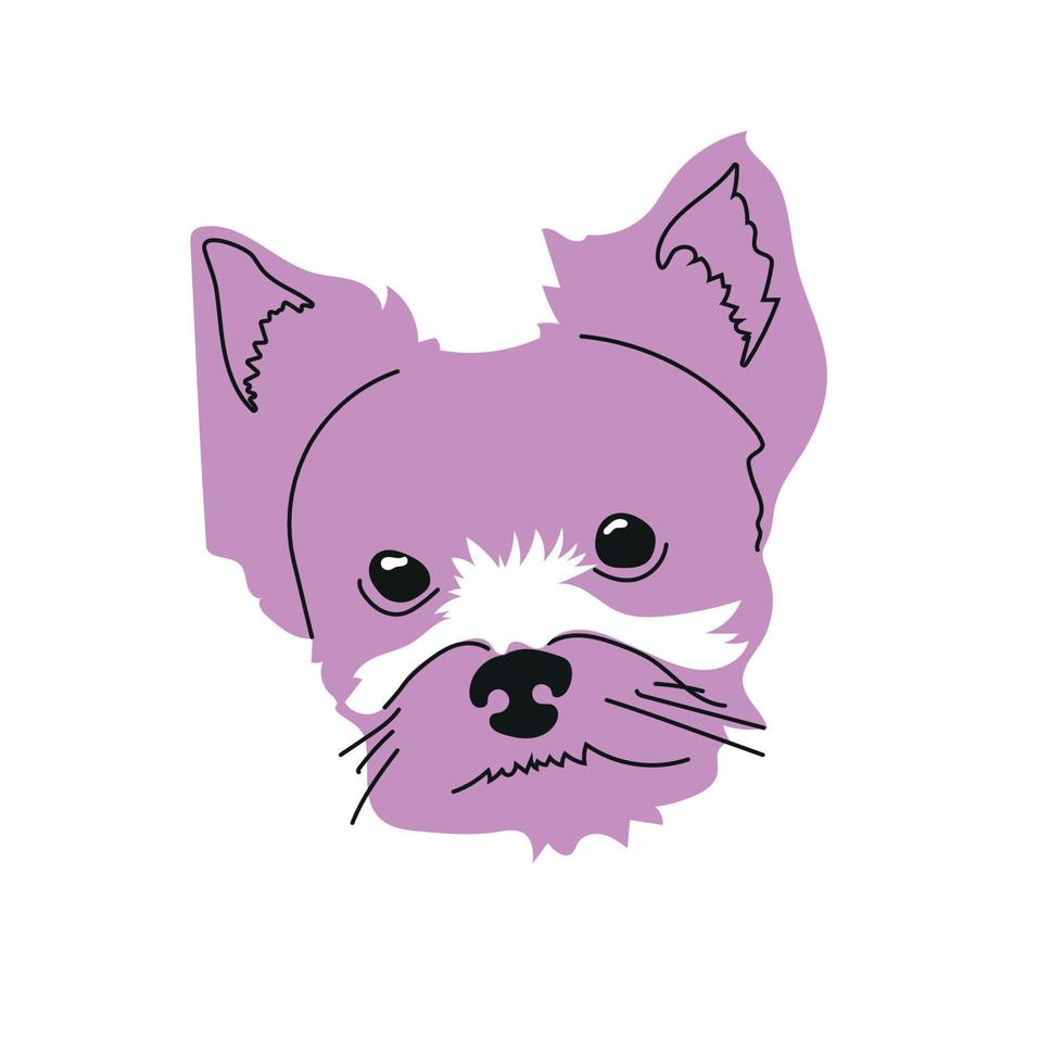 Yorkshire terrier face. Dog head. yorkshire terrier portrait. Dog breed. Vector illustration