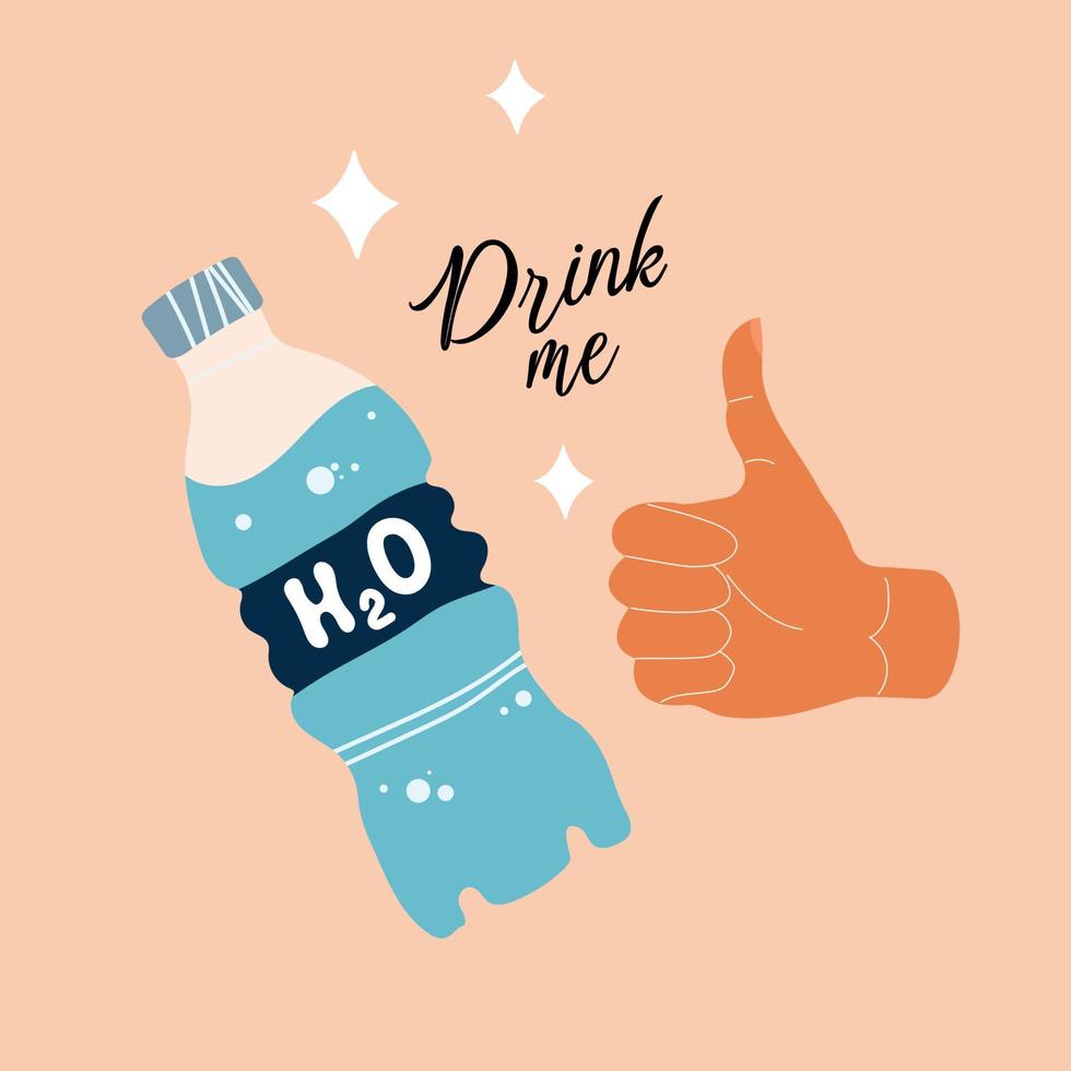 bebida más agua citar plano diseño vector