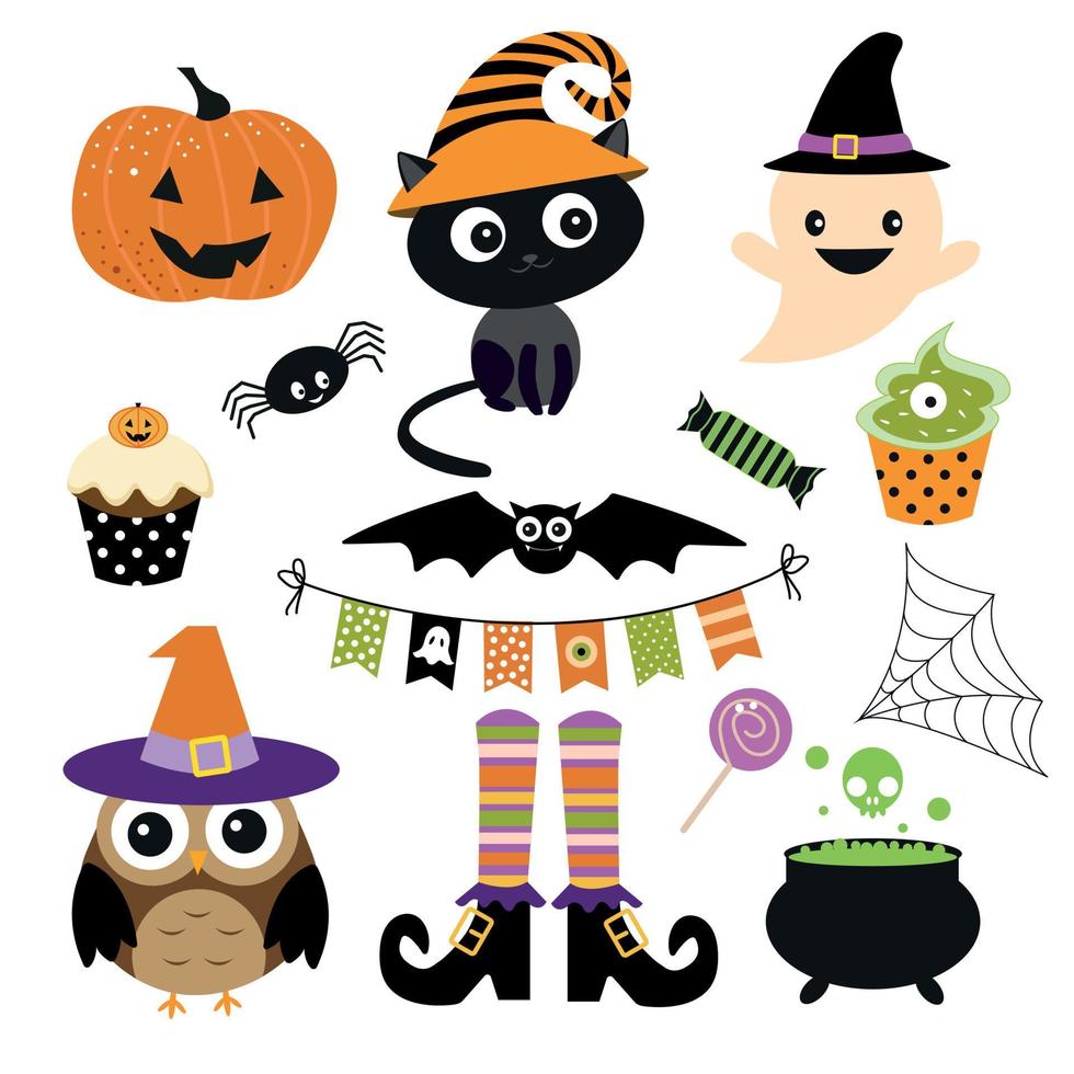 Vector Halloween icons isolated collection