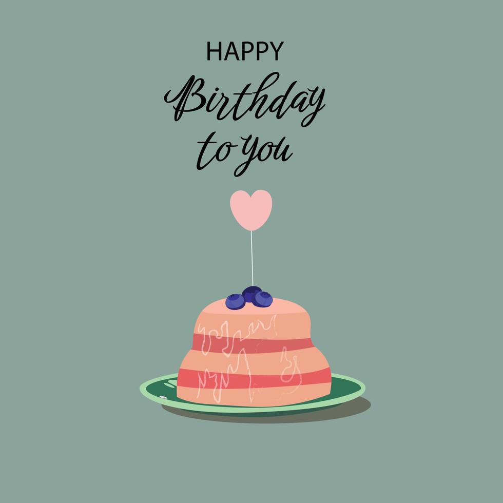 Happy birthday flat greeting card template vector