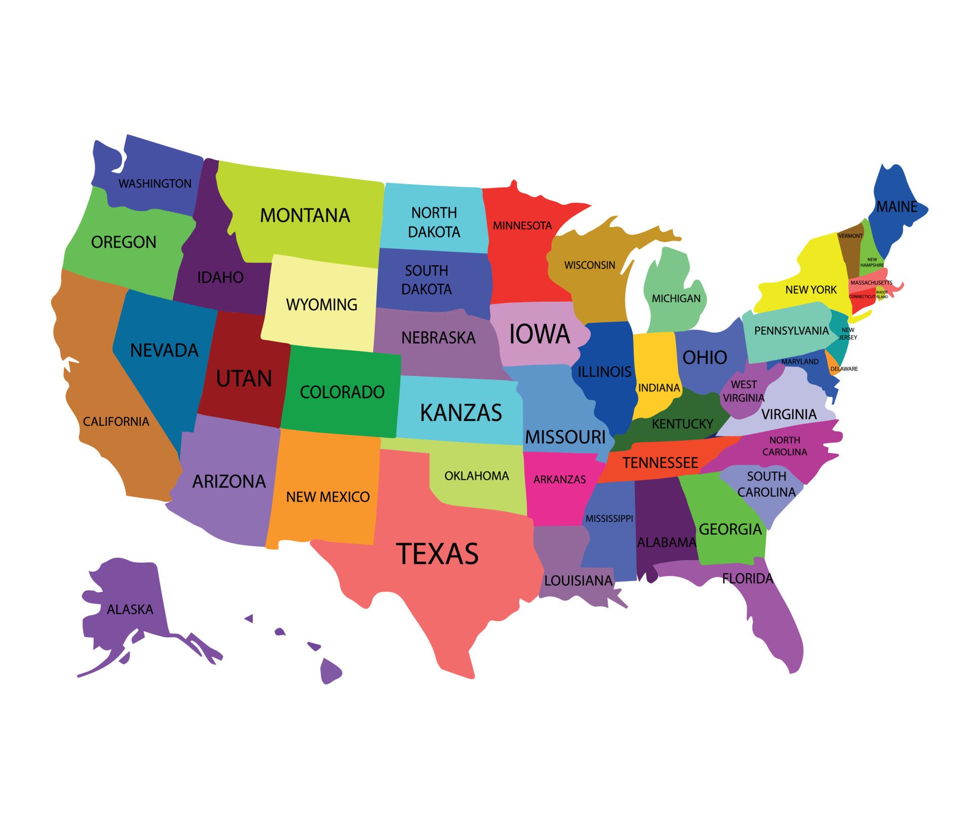 United States of America map isolated on a white background. Vector