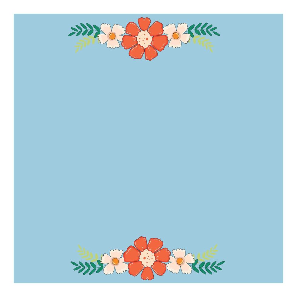 Floral greeting card template design. Vector postcard