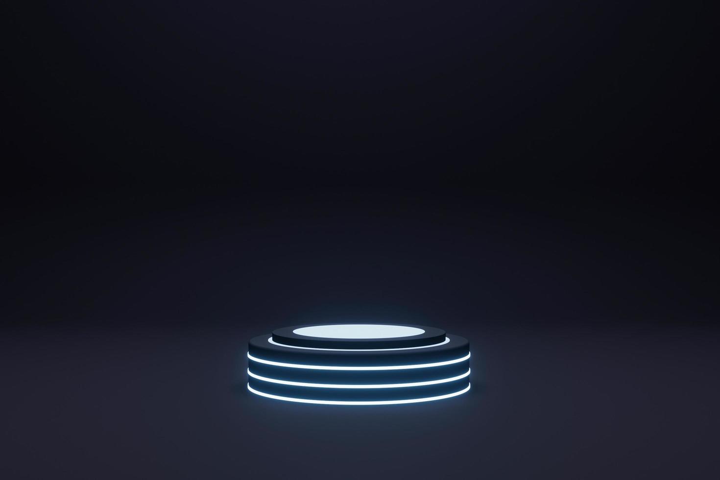 Dark Stage For Product Presentation And Glossy Podium Or Pedestal. 3d rendering photo