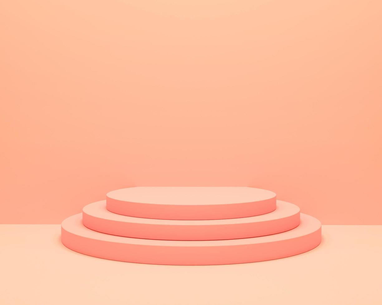 Round podium in pink background. Studio Scene For Product ,minimal design,3D rendering photo