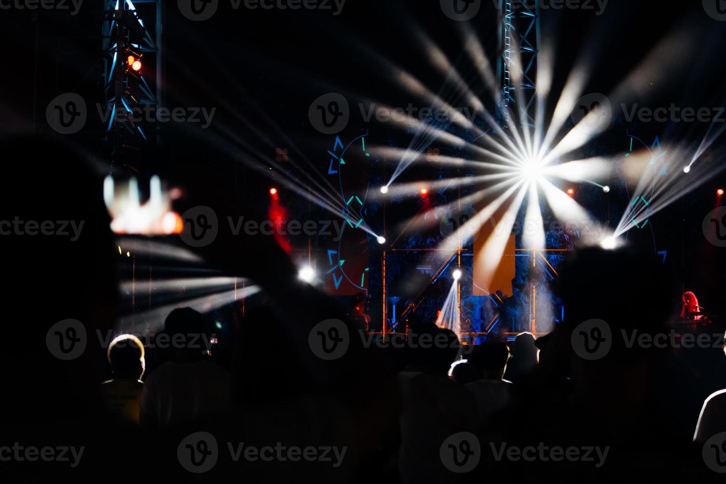 Group of people having fun at music concert photo