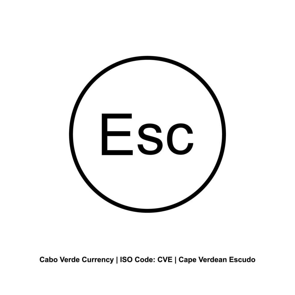 Republic of Cape Verde also called Cabo Verde Currency Symbol, Cape Verdean Escudo Icon, CVE Sign. Vector Illustration