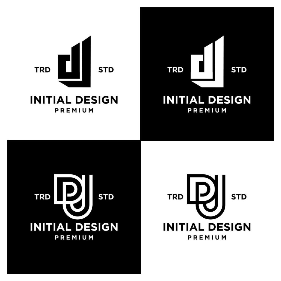DJ Initial design letter set collection logo vector
