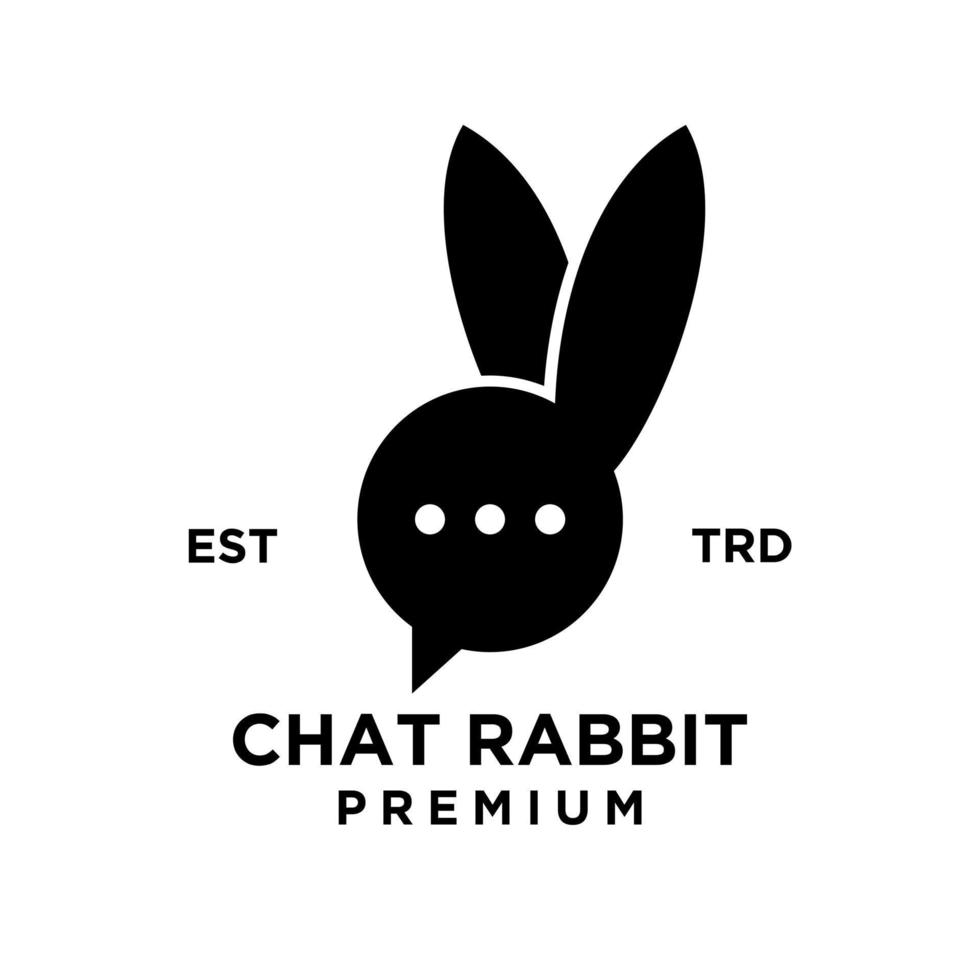 chat rabbit logo icon design illustration black vector