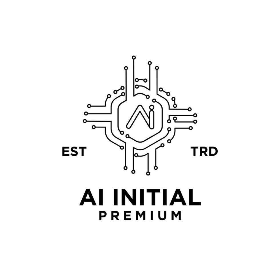 AI artificial intelligence Initial letter icon design logo vector