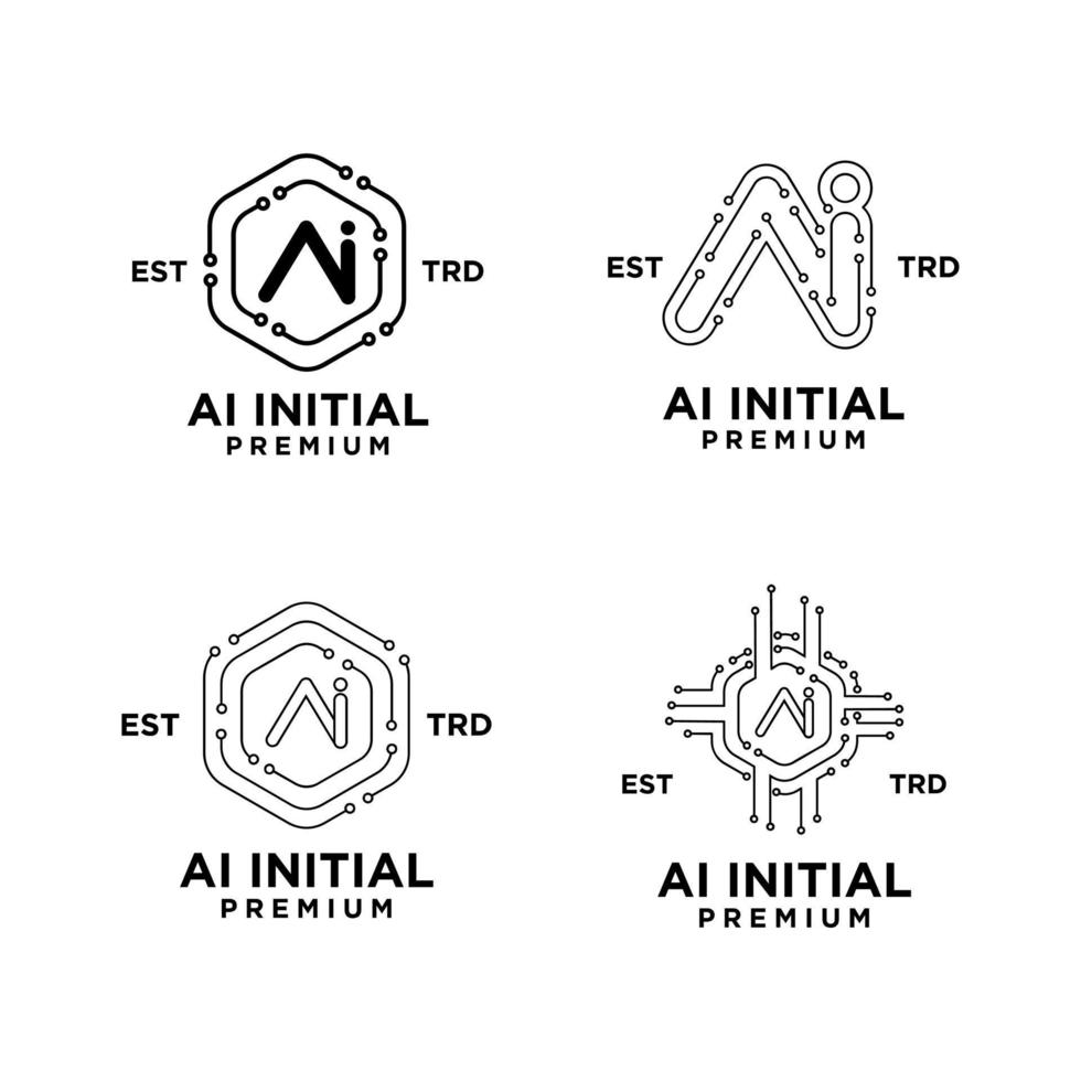 AI artificial intelligence Initial letter icon design logo vector
