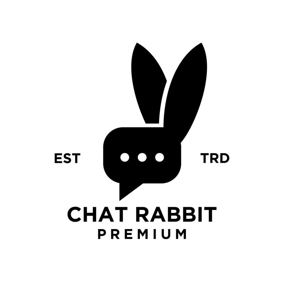 chat rabbit logo icon design illustration black vector