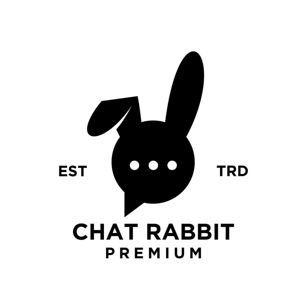 chat rabbit logo icon design illustration black vector