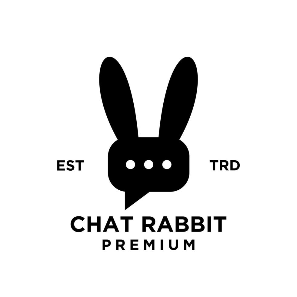chat rabbit logo icon design illustration black vector
