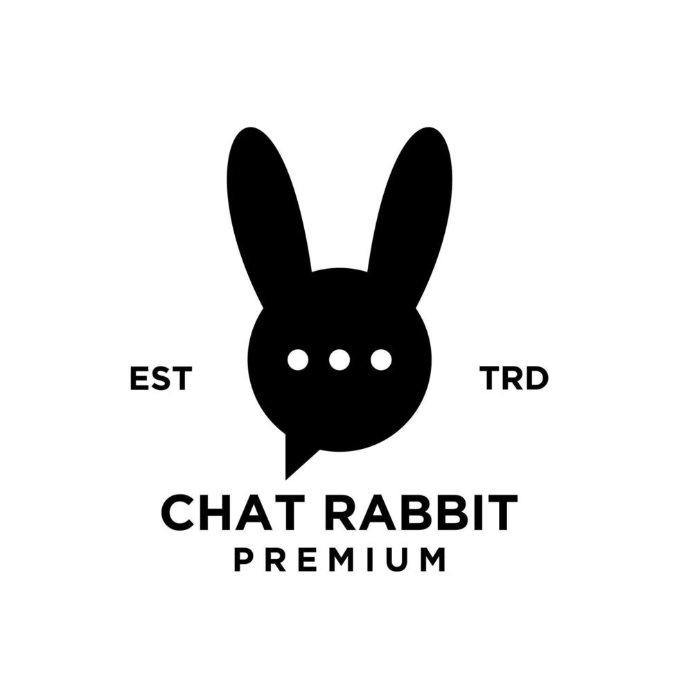 chat rabbit logo icon design illustration black vector