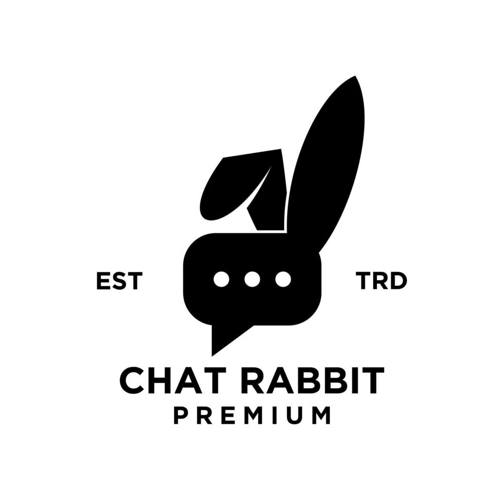 chat rabbit logo icon design illustration black vector