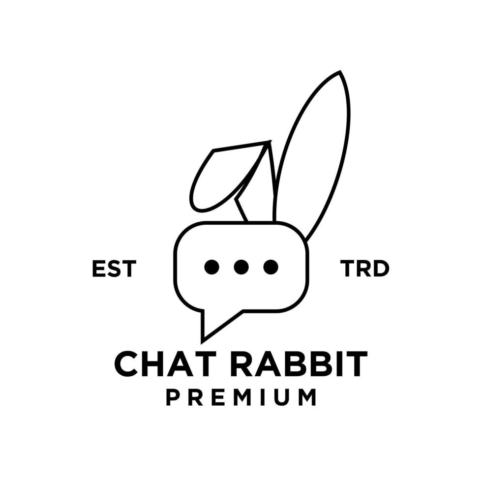 chat rabbit logo icon design illustration line vector