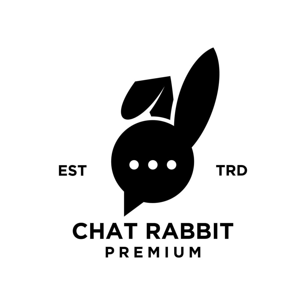 chat rabbit logo icon design illustration black vector