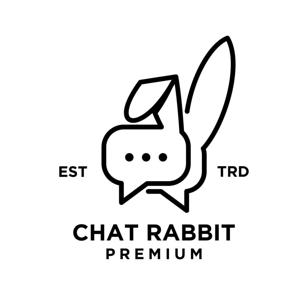 chat rabbit logo icon design illustration line vector