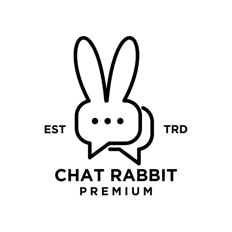 chat rabbit logo icon design illustration line vector