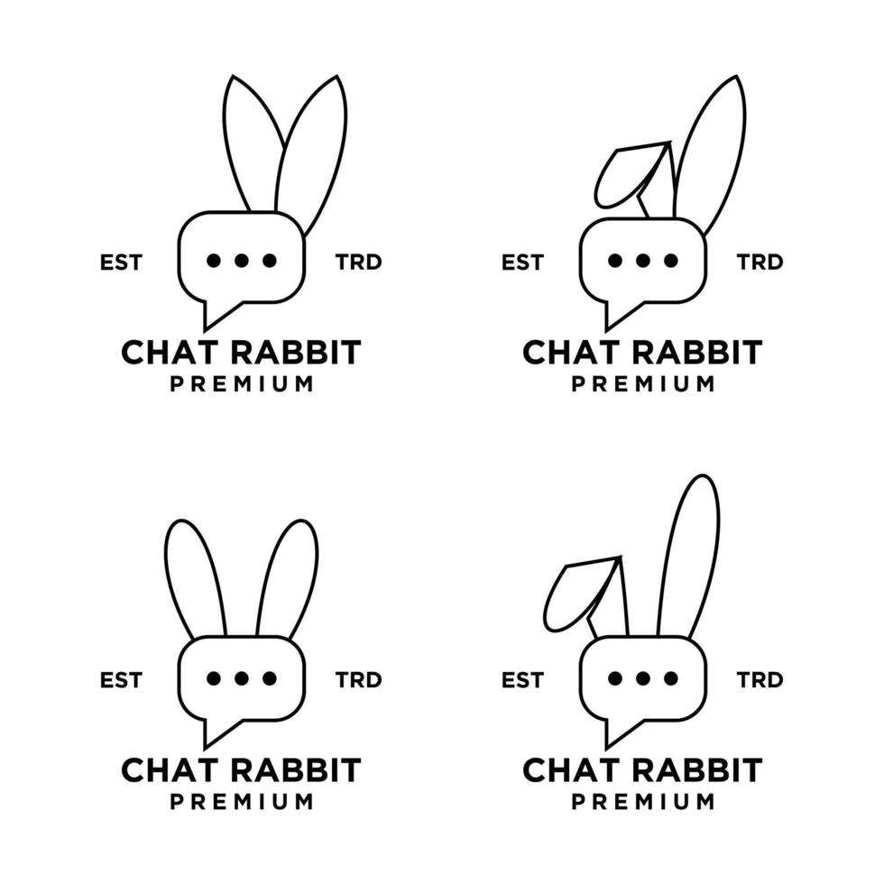 chat rabbit logo icon design illustration line set collection vector