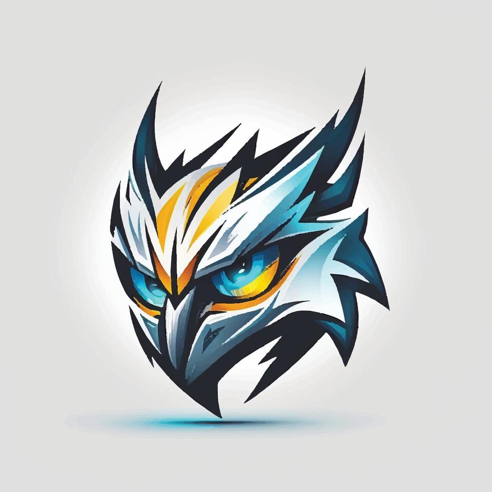 Mascot logo, gym, fitness, eagle head, sport and gaming logo vector