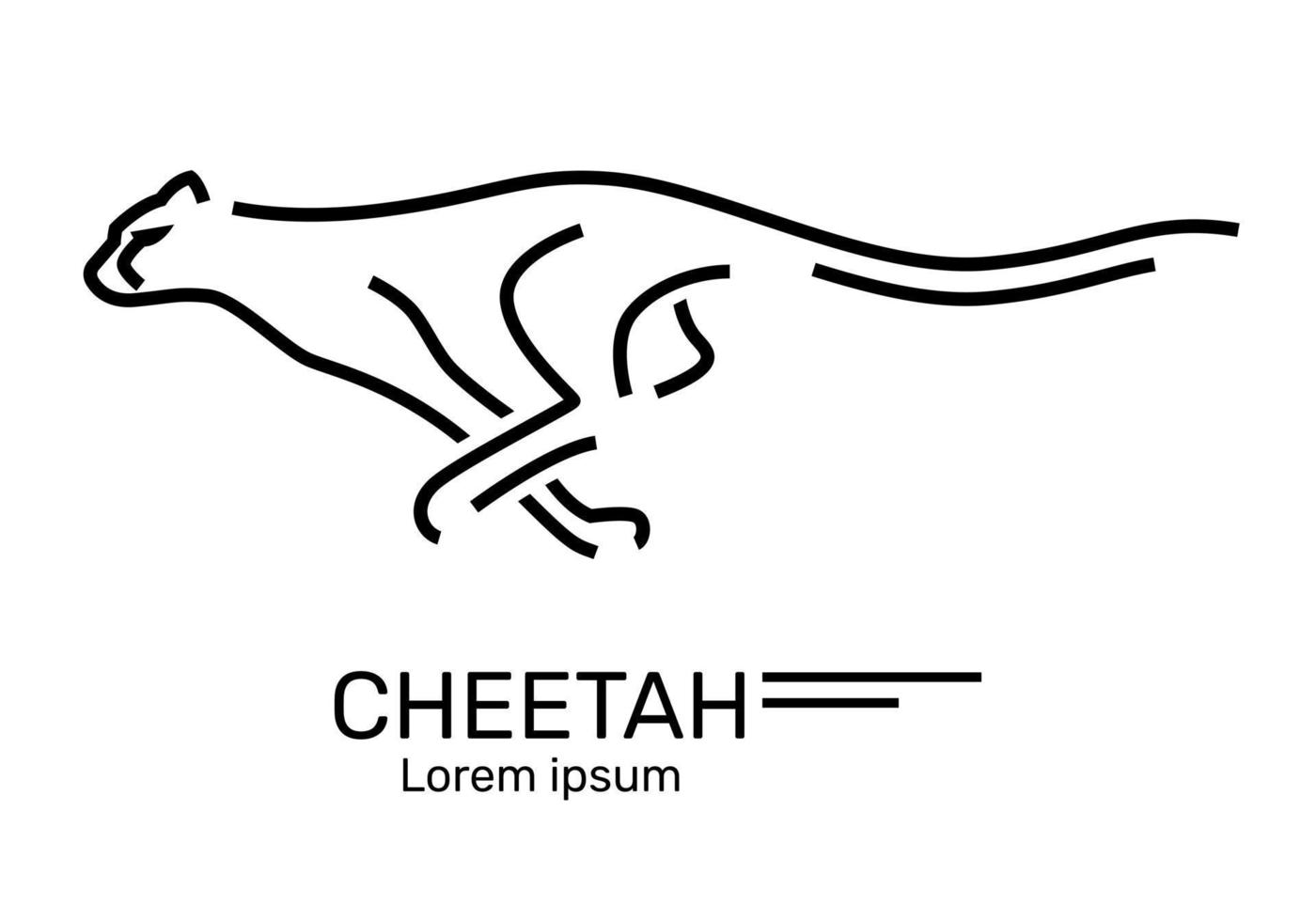 Cheetah running, speed, Linear logo minimalist style, Concept vector icon