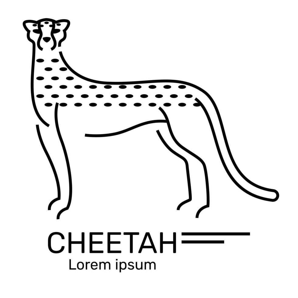 Line Cheetah standing, Linear logo minimalist style vector