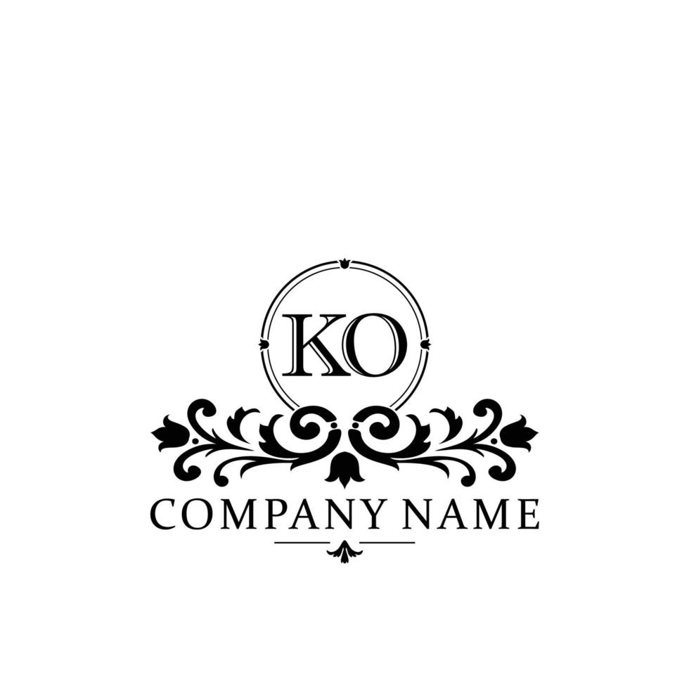 letter KO floral logo design. logo for women beauty salon massage cosmetic or spa brand vector
