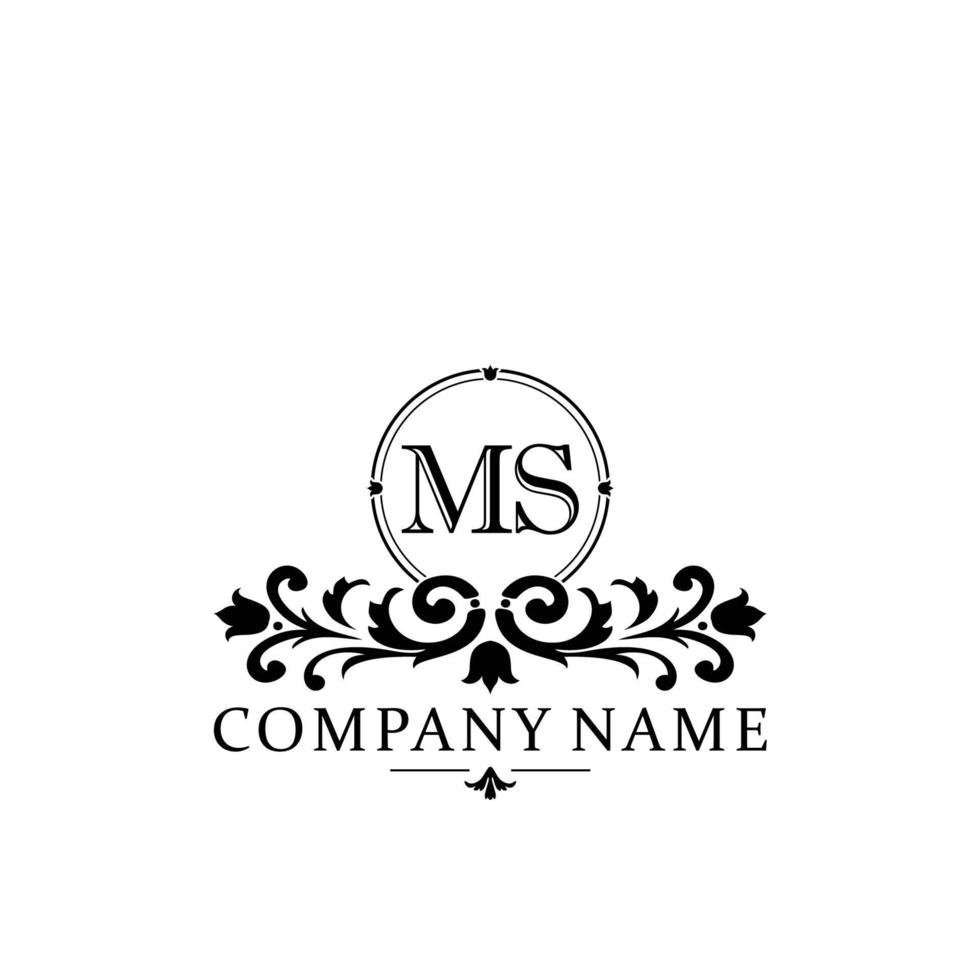 letter MS floral logo design. logo for women beauty salon massage cosmetic or spa brand vector