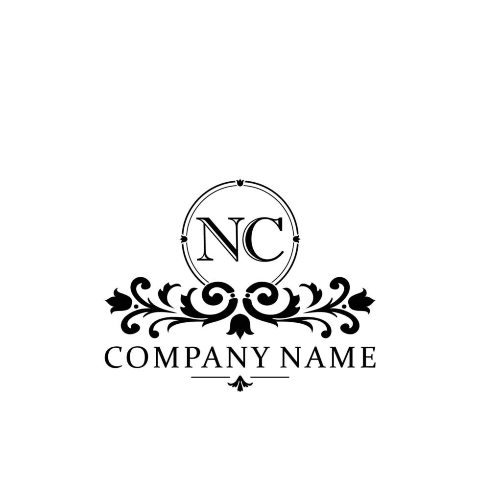 letter NC floral logo design. logo for women beauty salon massage cosmetic or spa brand vector