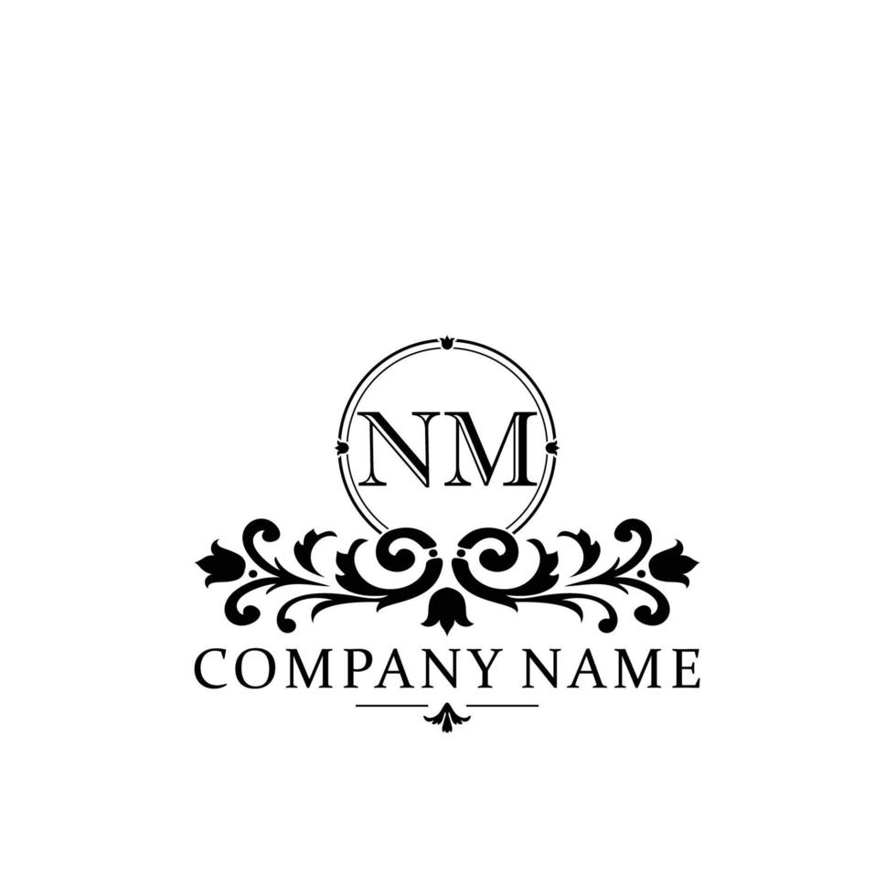 letter NM floral logo design. logo for women beauty salon massage cosmetic or spa brand vector