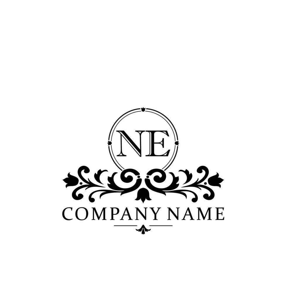 letter NE floral logo design. logo for women beauty salon massage cosmetic or spa brand vector
