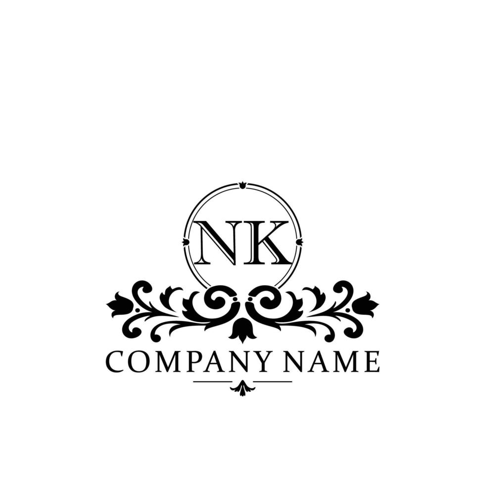 letter NK floral logo design. logo for women beauty salon massage cosmetic or spa brand vector