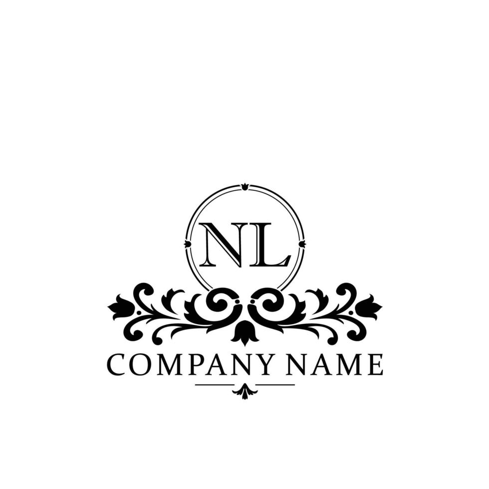 letter NL floral logo design. logo for women beauty salon massage cosmetic or spa brand vector