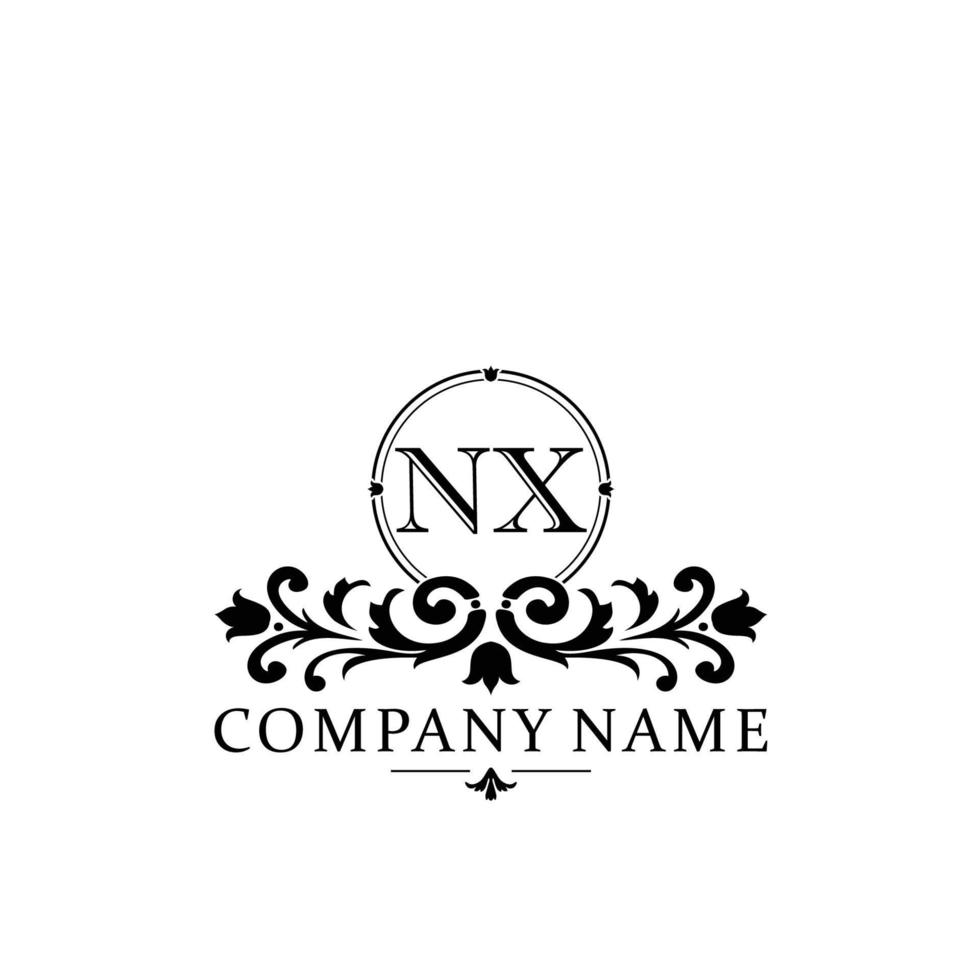 letter NX floral logo design. logo for women beauty salon massage cosmetic or spa brand vector