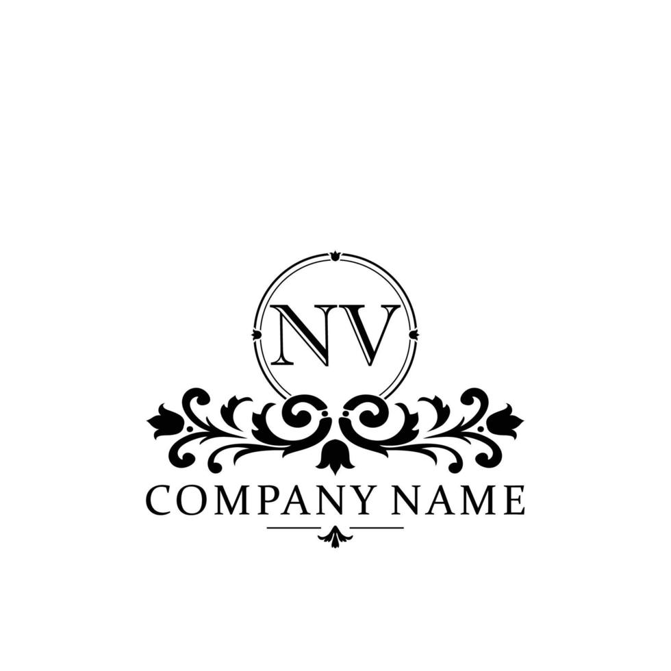 letter NV floral logo design. logo for women beauty salon massage cosmetic or spa brand vector