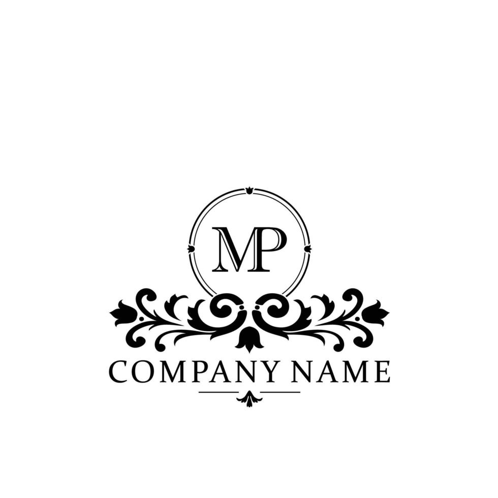 letter MP floral logo design. logo for women beauty salon massage cosmetic or spa brand vector